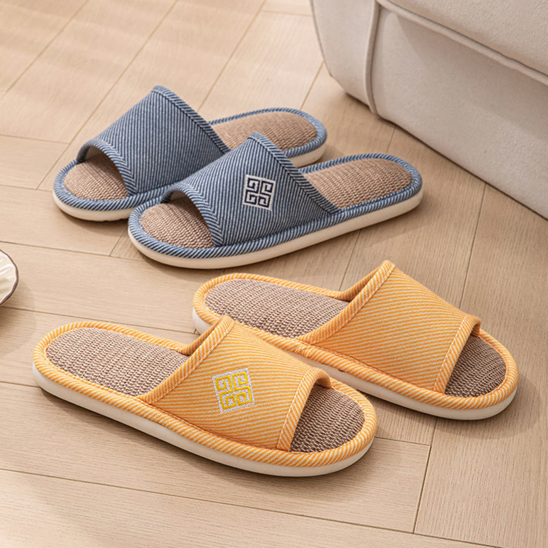 Women'S Shoes Non Slip - Linen Women Slippers Home Open-Toe Casual