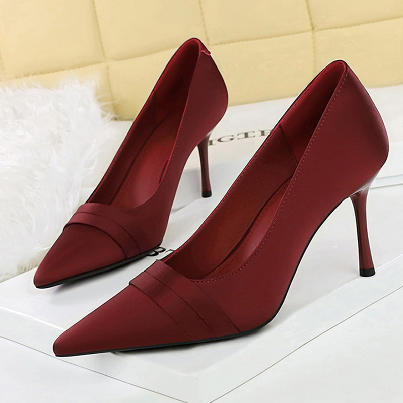Women'S Shoes Burgundy - Women Elegant Burgundy 8cm High Heels