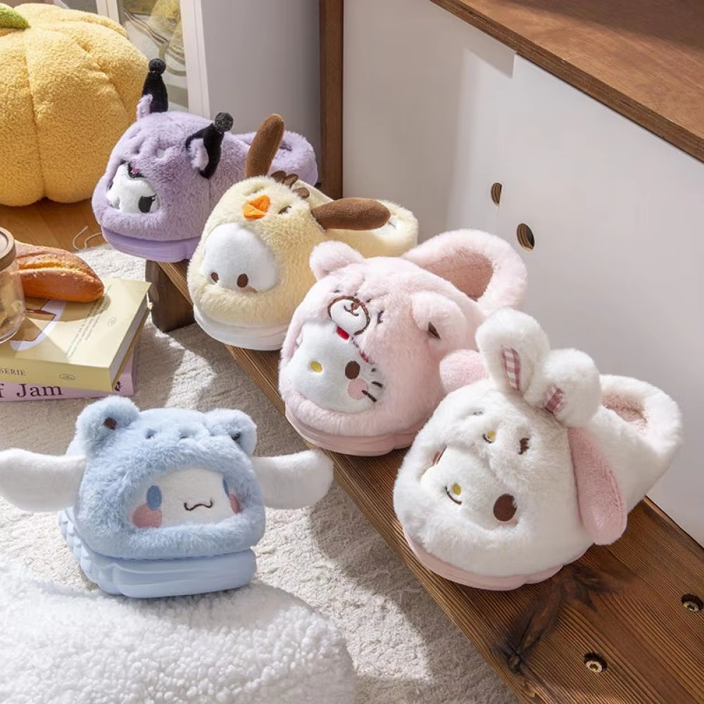 Women'S Shoes For Fall - Anime Winter Plush Slippers Kuromi Hello