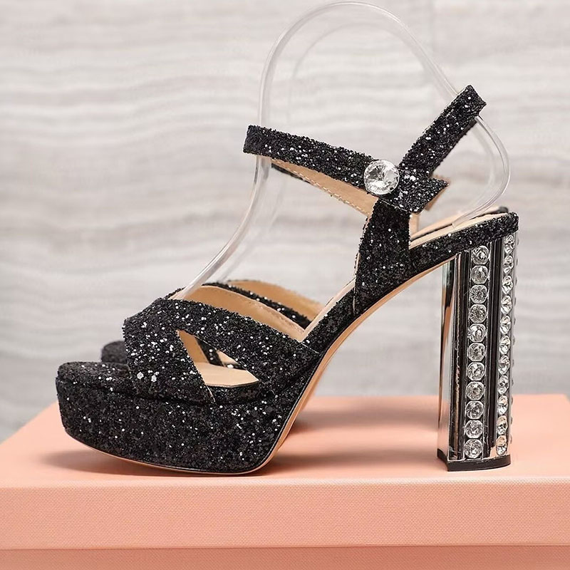 Women Shoes Waterproof - Cross Design Bling Rhinestone Decor Sandalias