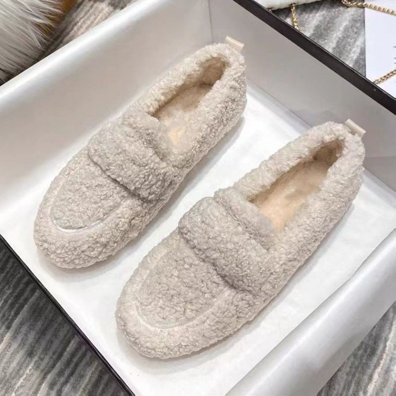 Women'S Shoes Loafers Black - Women's Thick Sole Furry Shoes Outdoor