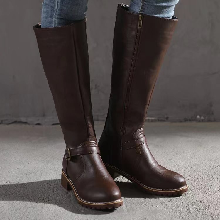 Knee High Boots Women - Winter Women's Riding Boots Round Toe