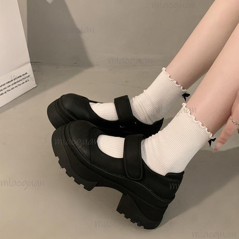 Black Retro Heightening Thick  - مراجعة Women'S Shoes Loafers Black وسعره