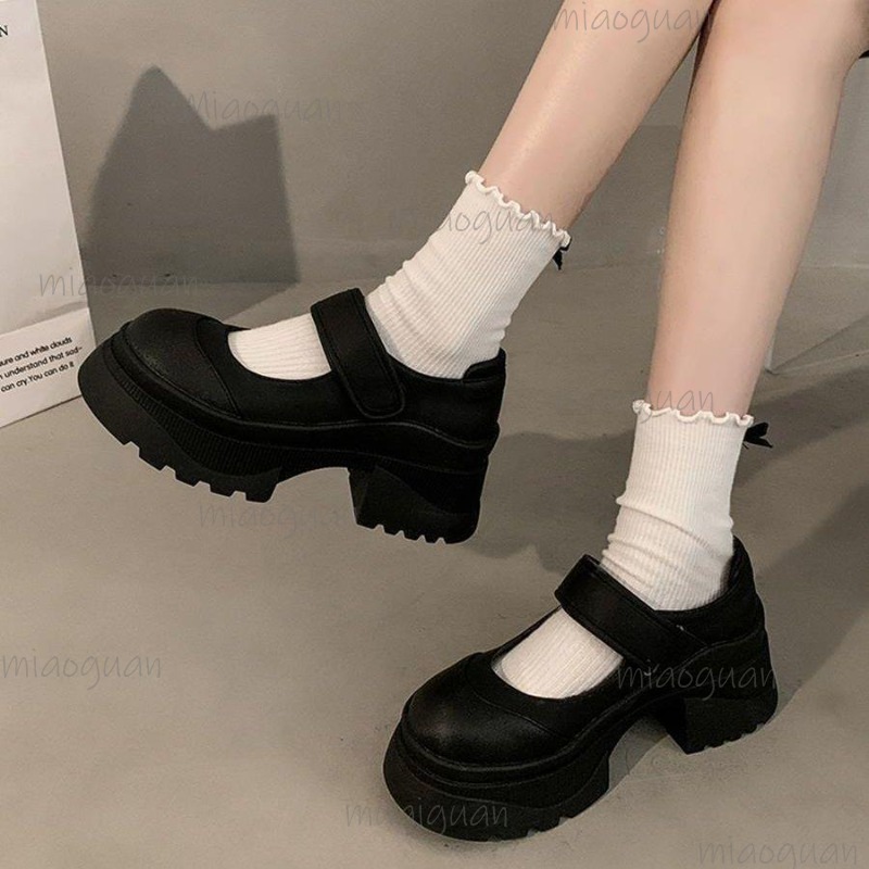 Black Retro Heightening Thick  - مراجعة Women'S Shoes Loafers Black وسعره