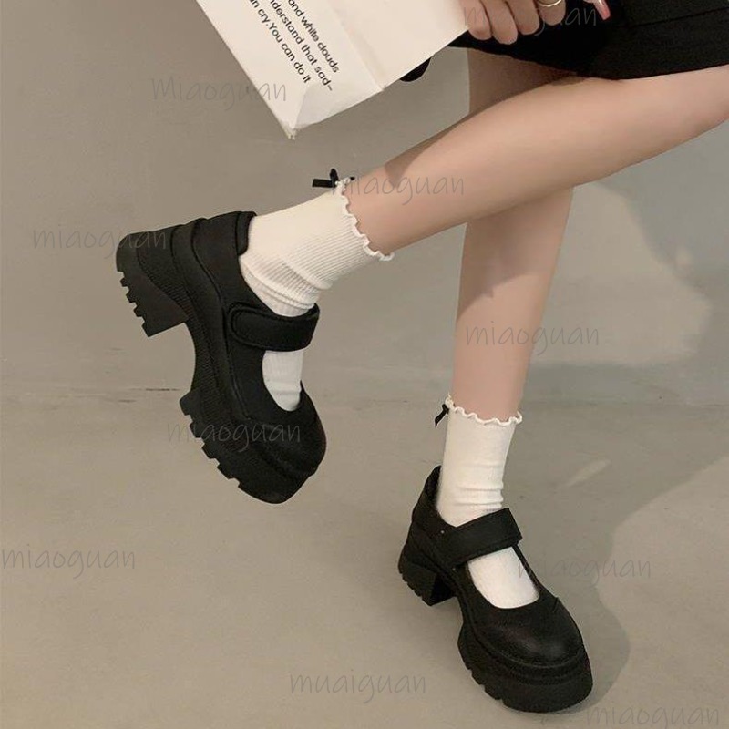 Black Retro Heightening Thick  - مراجعة Women'S Shoes Loafers Black وسعره