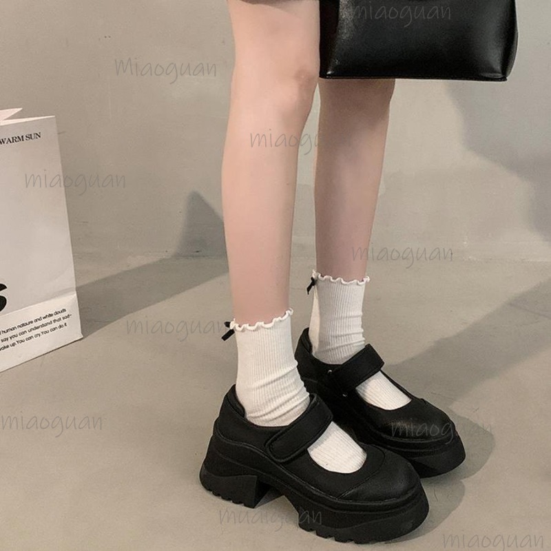 Black Retro Heightening Thick  - مراجعة Women'S Shoes Loafers Black وسعره