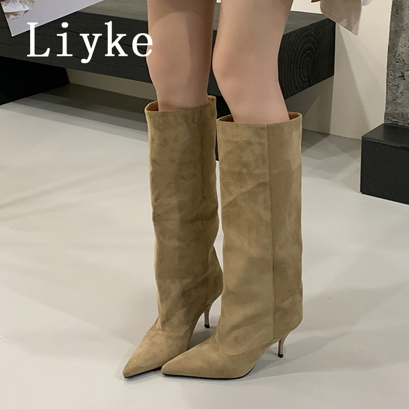 Liyke Autumn Winter Thin Kitte - مراجعة Knee High Boots Women وسعره
