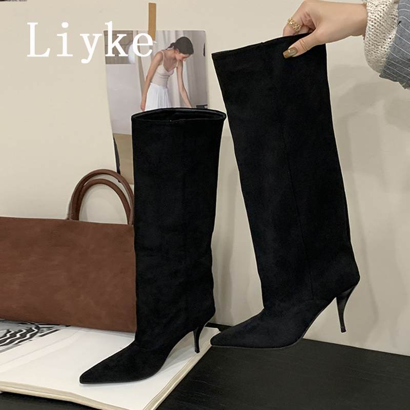 Liyke Autumn Winter Thin Kitte - مراجعة Knee High Boots Women وسعره