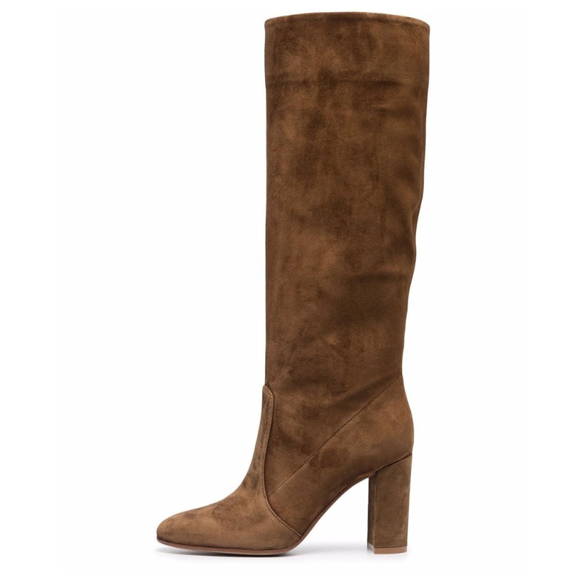 Retro Chunky Heel Long-leg Boo - مراجعة Knee High Boots Women وسعره