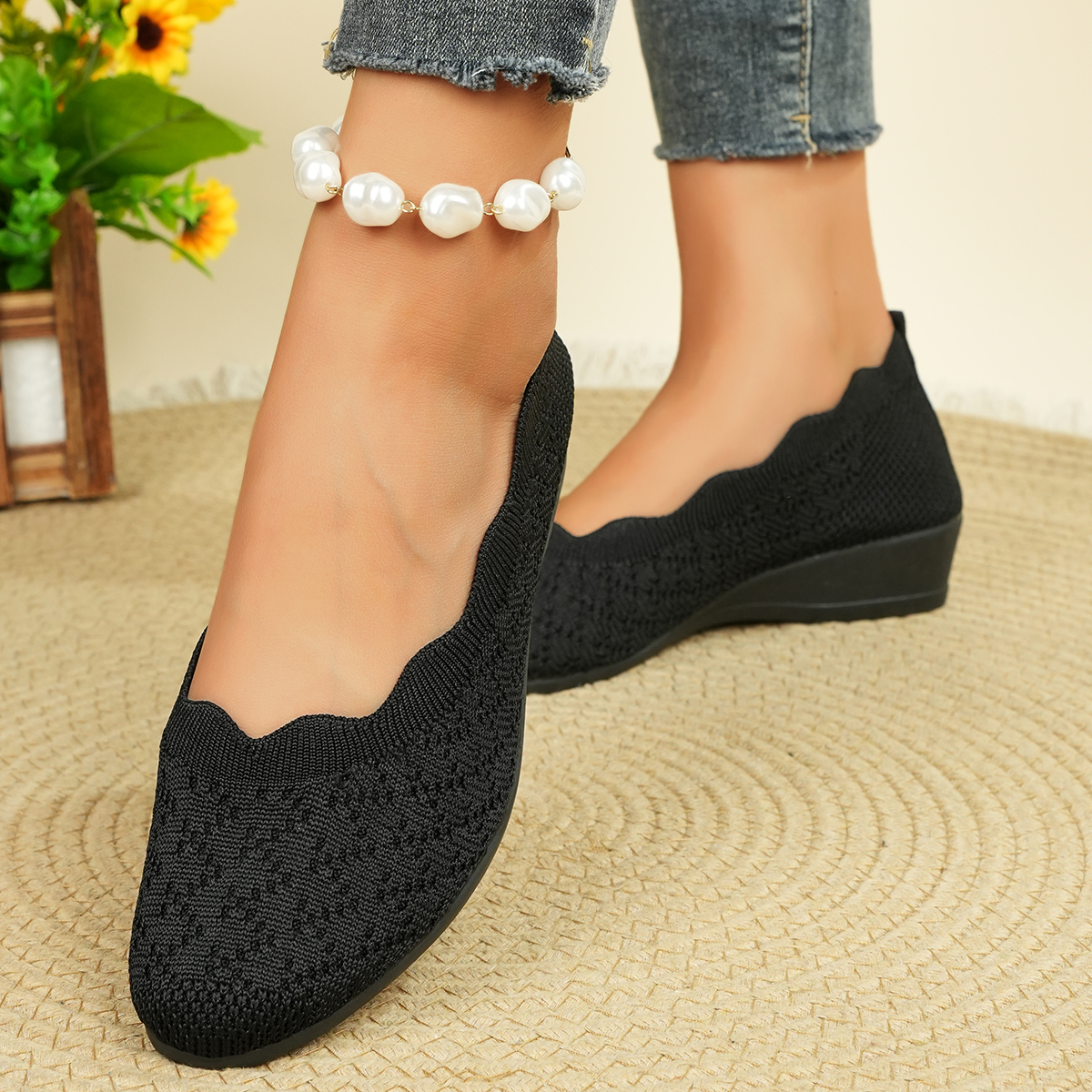 Women's Breathable Knit Flats  - مراجعة Shoes Women Pumps وسعره