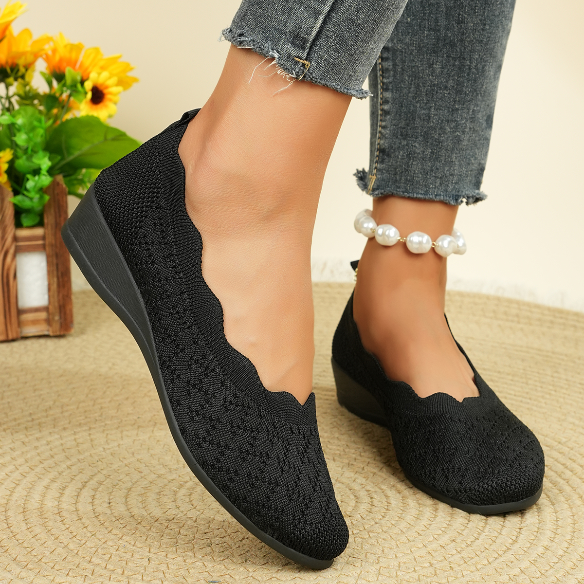 Women's Breathable Knit Flats  - مراجعة Shoes Women Pumps وسعره