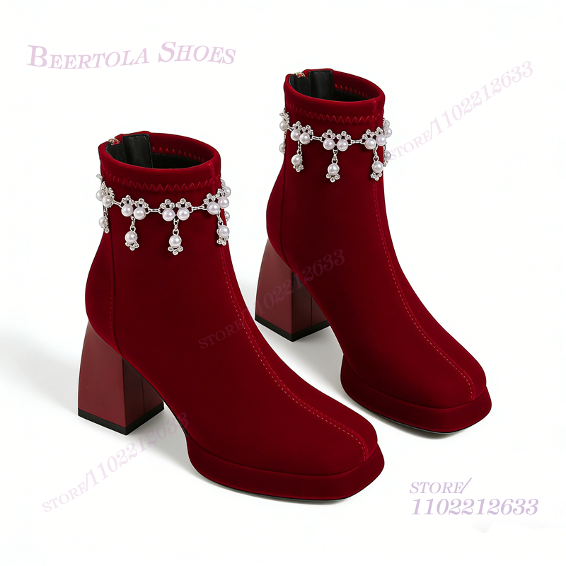 Dark Burgundy Velvet Ankle Tas - مراجعة Women'S Shoes Burgundy وسعره