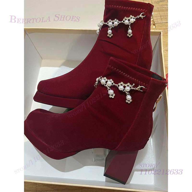 Dark Burgundy Velvet Ankle Tas - مراجعة Women'S Shoes Burgundy وسعره