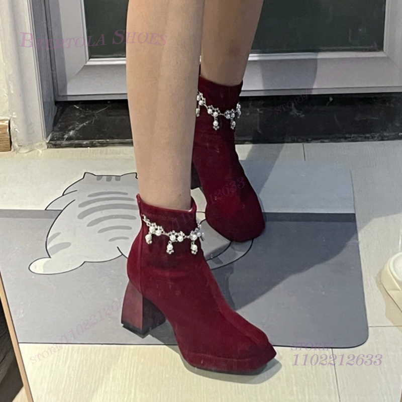 Dark Burgundy Velvet Ankle Tas - مراجعة Women'S Shoes Burgundy وسعره