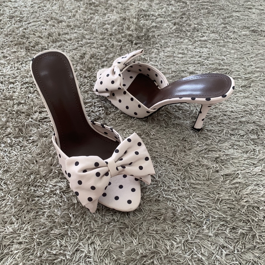 Polka Dot Bowknot Women Mules  - مراجعة Women Shoes Mules وسعره