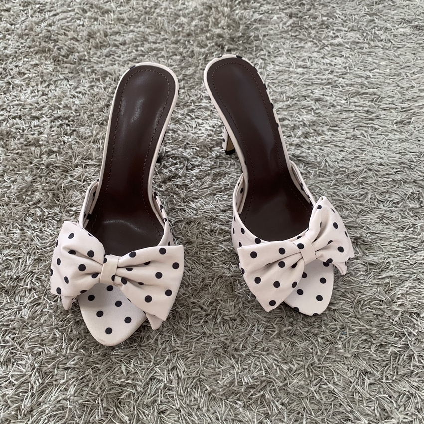 Polka Dot Bowknot Women Mules  - مراجعة Women Shoes Mules وسعره
