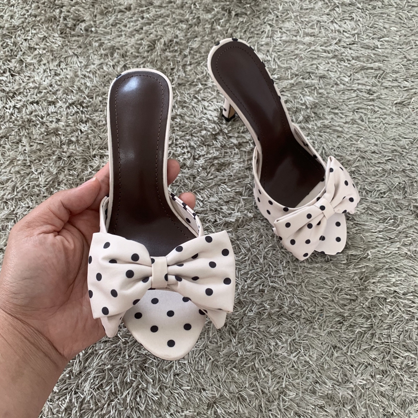 Polka Dot Bowknot Women Mules  - مراجعة Women Shoes Mules وسعره