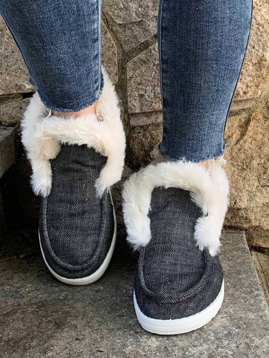 Womens Winter Black Faux Fur S - مراجعة Women'S Shoes Loafers Black وسعره