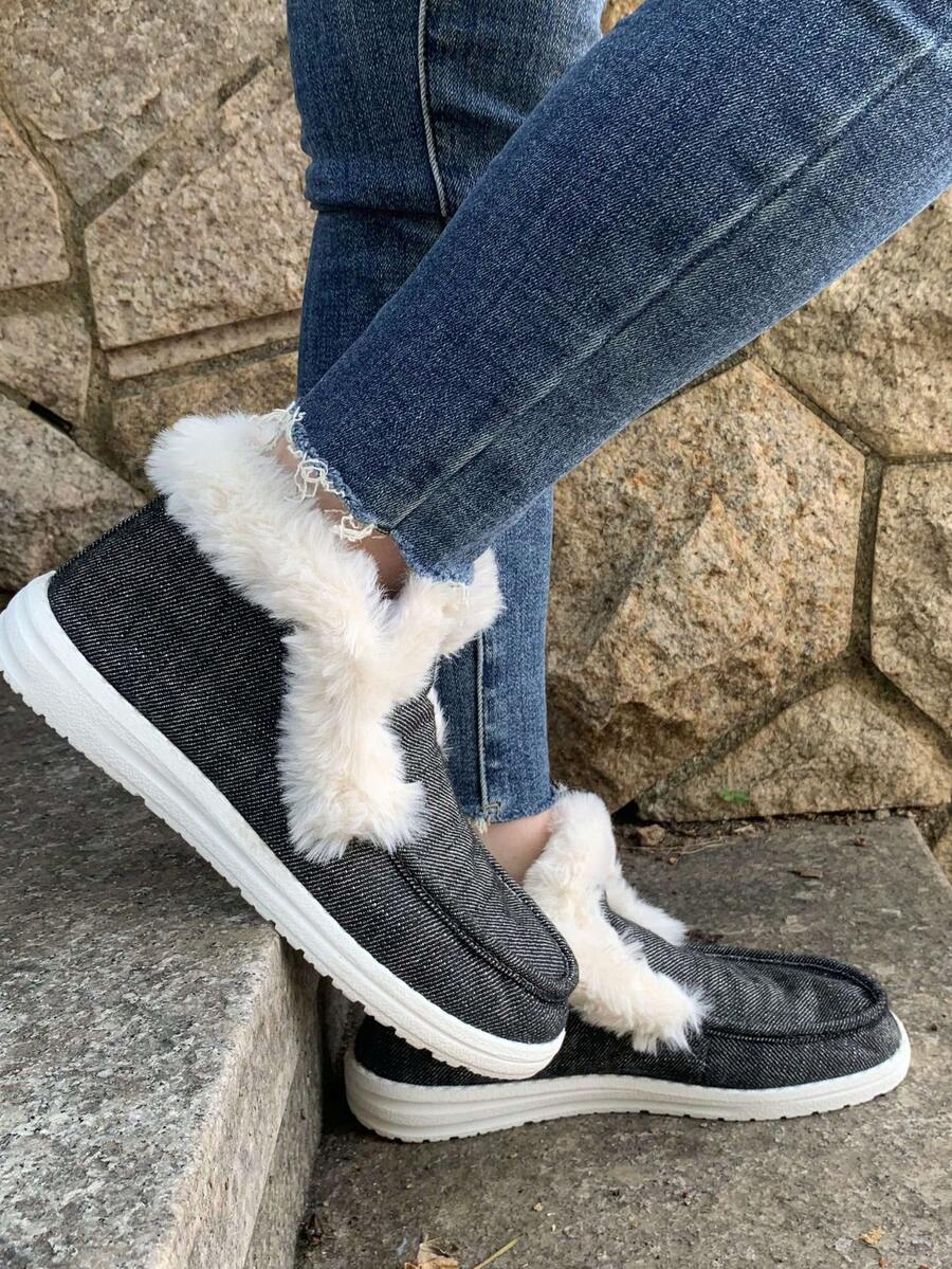 Womens Winter Black Faux Fur S - مراجعة Women'S Shoes Loafers Black وسعره