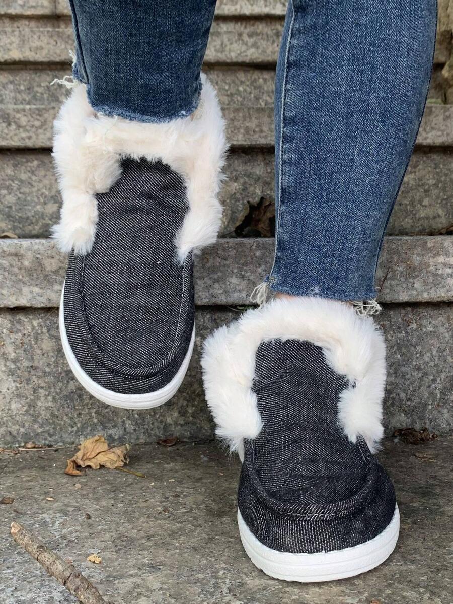 Womens Winter Black Faux Fur S - مراجعة Women'S Shoes Loafers Black وسعره