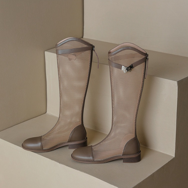Female Summer Knee-high Mesh H - مراجعة Knee High Boots Women وسعره
