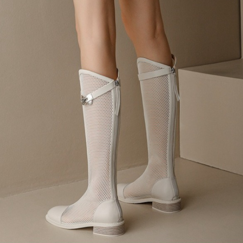Female Summer Knee-high Mesh H - مراجعة Knee High Boots Women وسعره