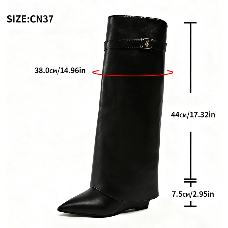 Black Pu Leather Knee High Boo - مراجعة Knee High Boots Women وسعره