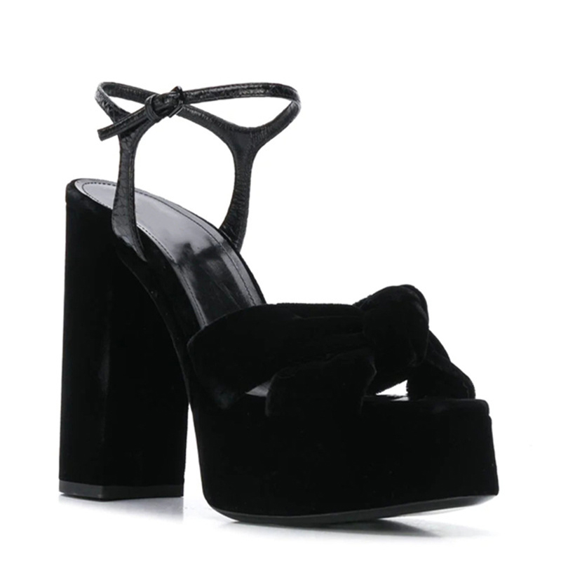 Burgundy Velvet Knot Peep Toe  - مراجعة Women'S Shoes Burgundy وسعره