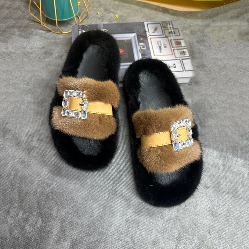 Mink Fur Slippers Women's Real - مراجعة Women Shoes Mules وسعره
