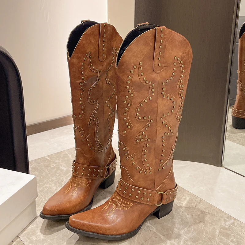Autumn Winter Belt Buckle Rive - مراجعة Knee High Boots Women وسعره