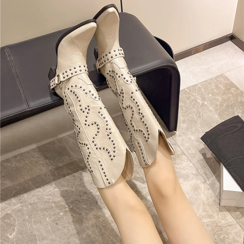 Autumn Winter Belt Buckle Rive - مراجعة Knee High Boots Women وسعره