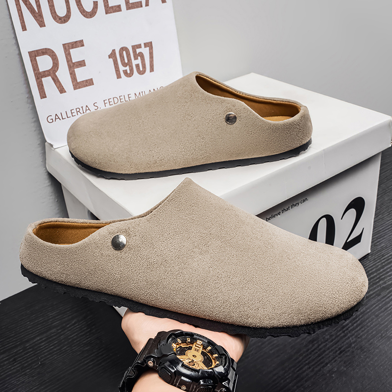 Men Suede Leather Slippers Mul - مراجعة Women'S Shoes With Arch Support وسعره