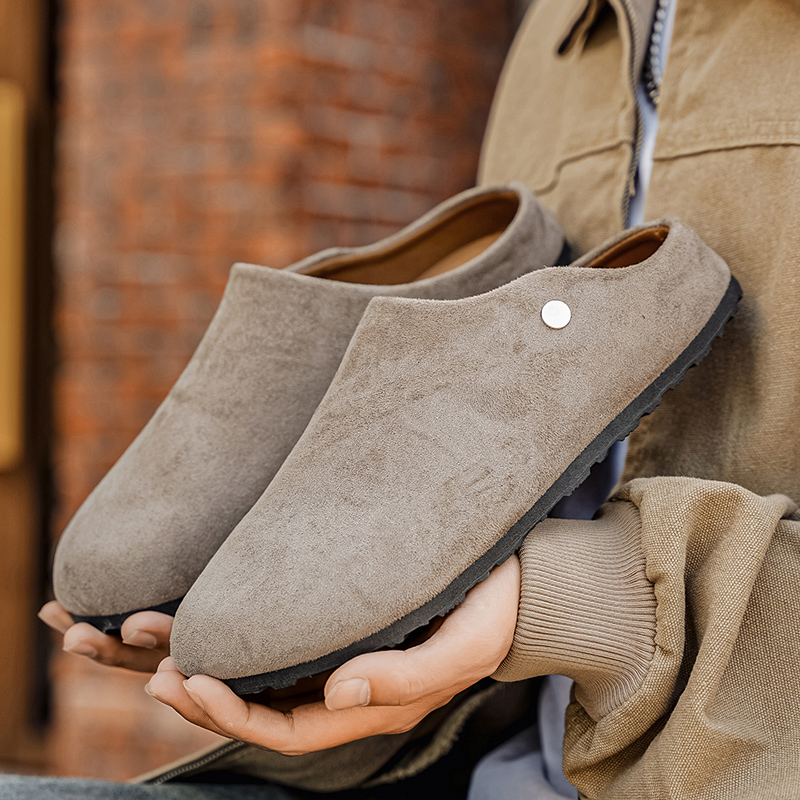 Men Suede Leather Slippers Mul - مراجعة Women'S Shoes With Arch Support وسعره