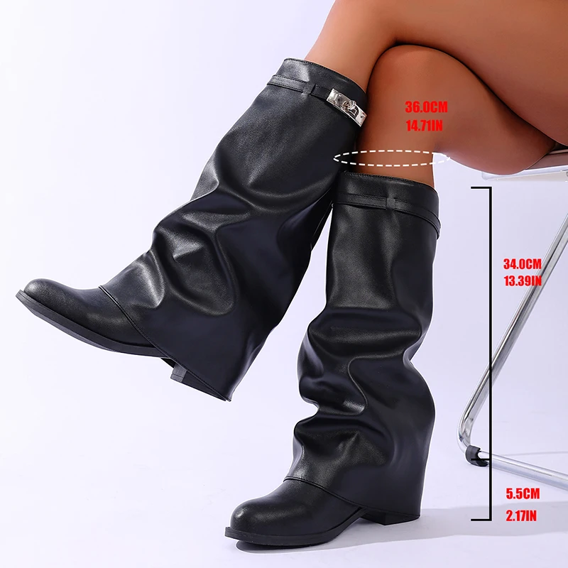 Brand Design Black Pu Leather  - مراجعة Knee High Boots Women وسعره