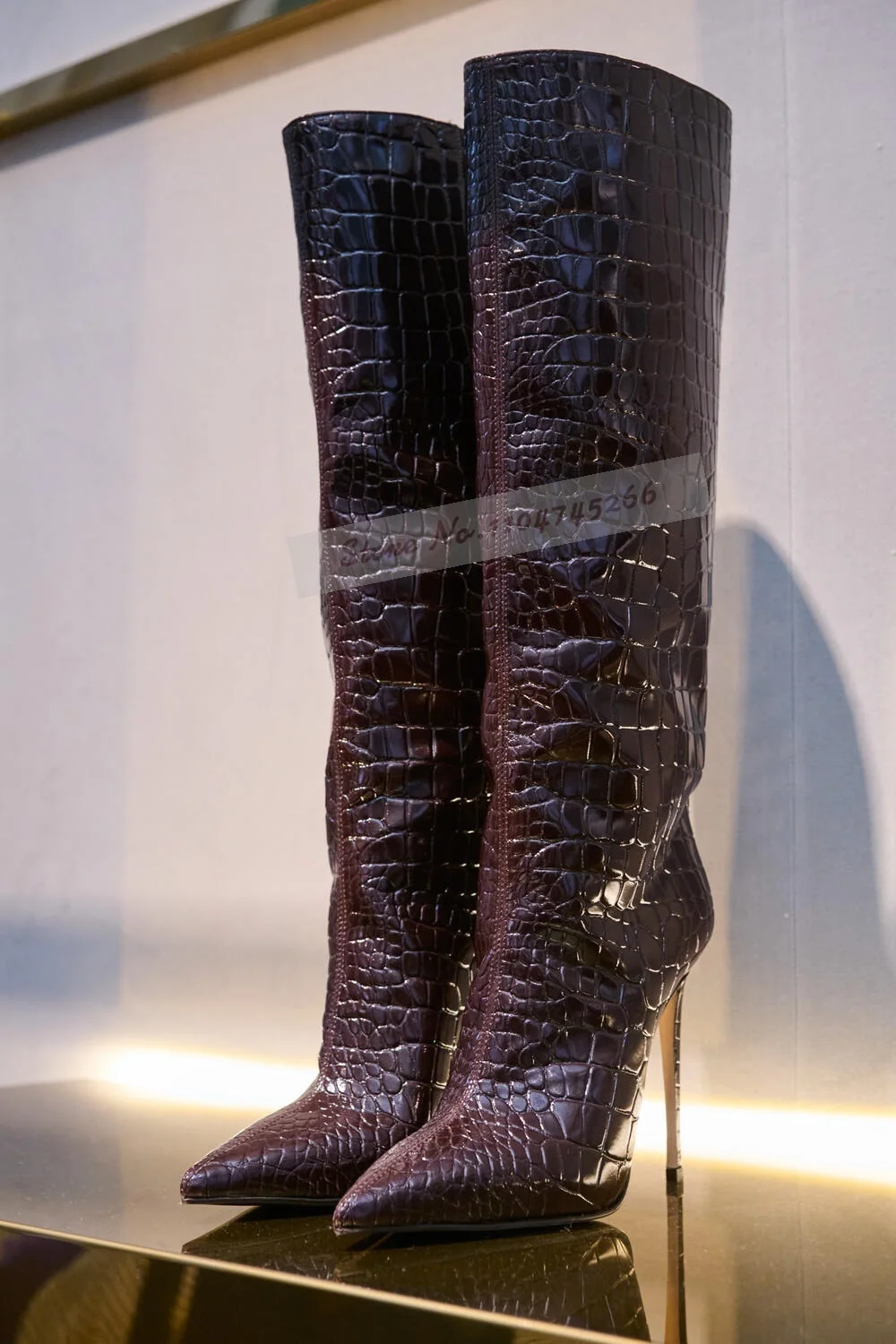 Burgundy Crocodile Thin High H - مراجعة Women'S Shoes Burgundy وسعره