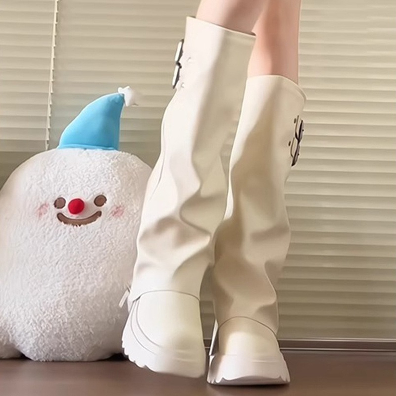 Punk Style Splicing Thick Bott - مراجعة Knee High Boots Women وسعره