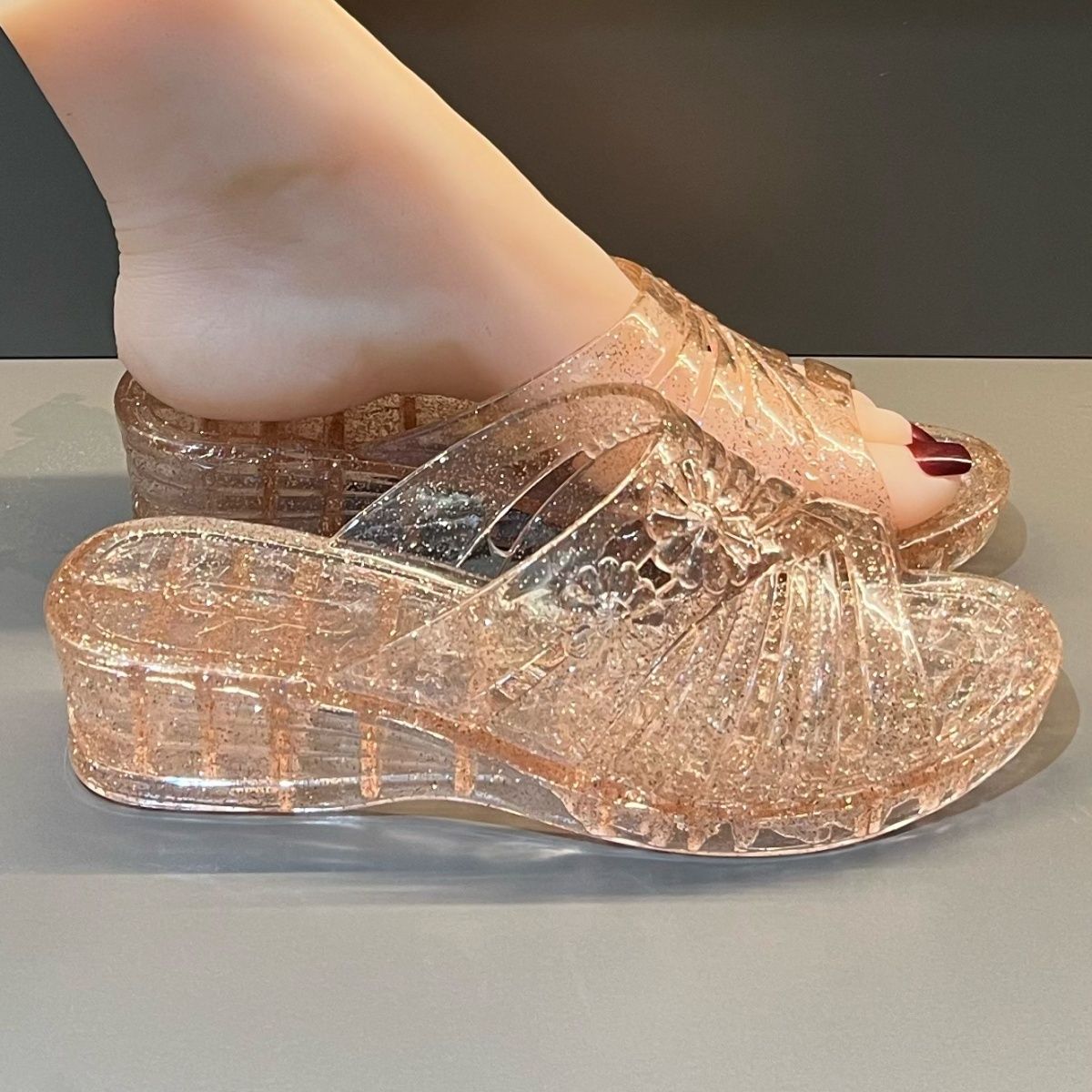 WFashion Purple Glitter Jelly  - مراجعة Women Shoes Mules وسعره