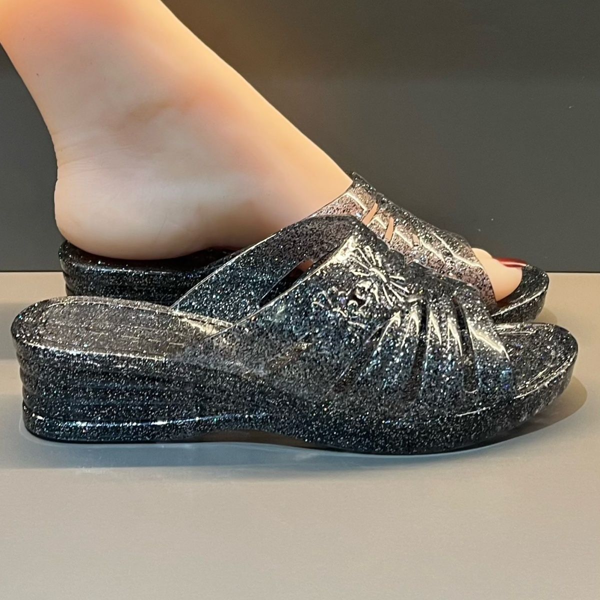 WFashion Purple Glitter Jelly  - مراجعة Women Shoes Mules وسعره