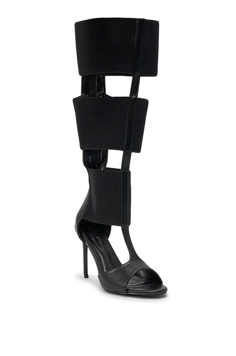 Black Wide Square Leather Plai - مراجعة Knee High Boots Women وسعره