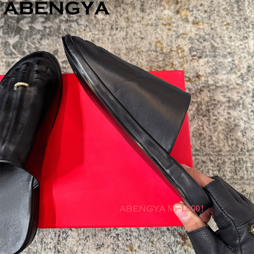 Black Real Leather Wrap Toe lo - مراجعة Women'S Shoes Loafers Black وسعره