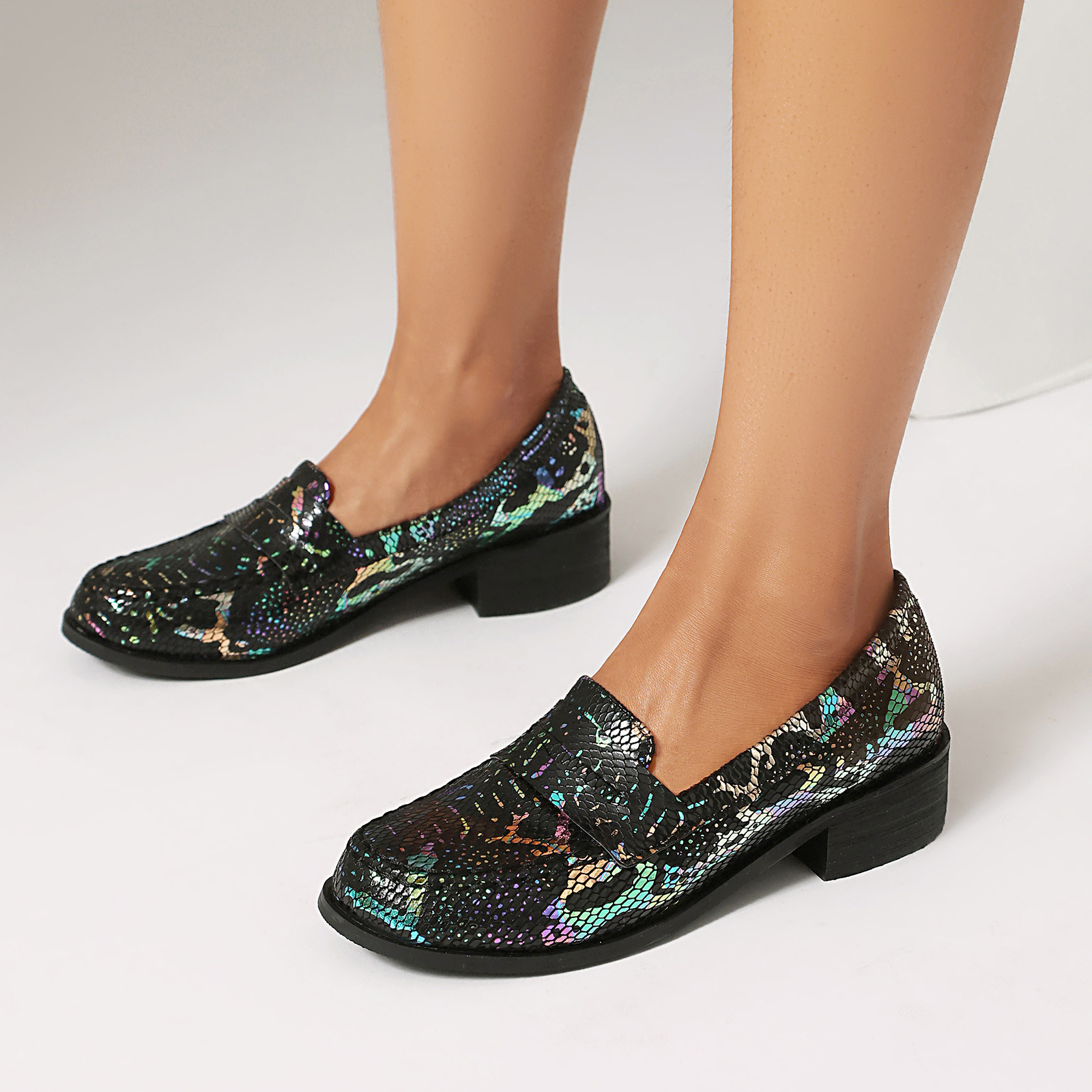 Women's Snake Print Loafers Lo - مراجعة Women'S Shoes Loafers Black وسعره