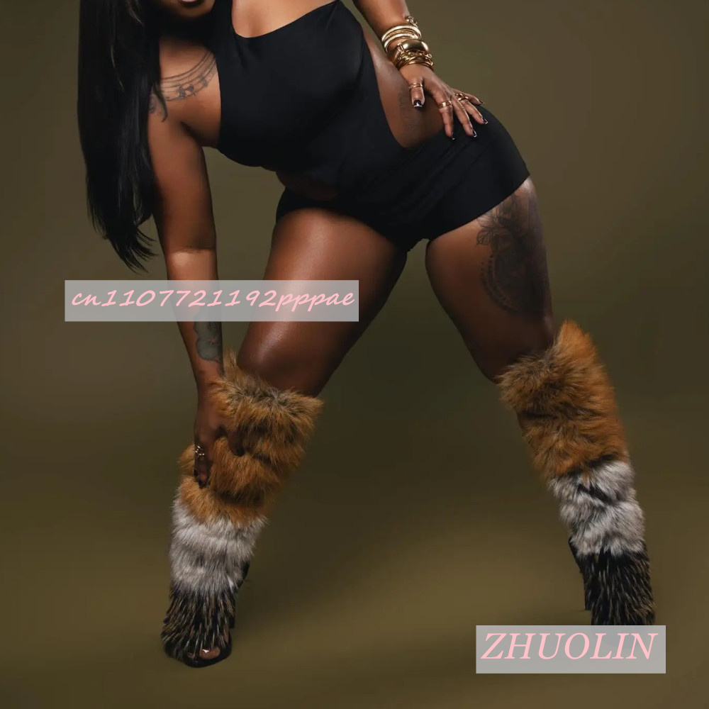 Summer Retro Plush Open Toe Sa - مراجعة Knee High Boots Women وسعره