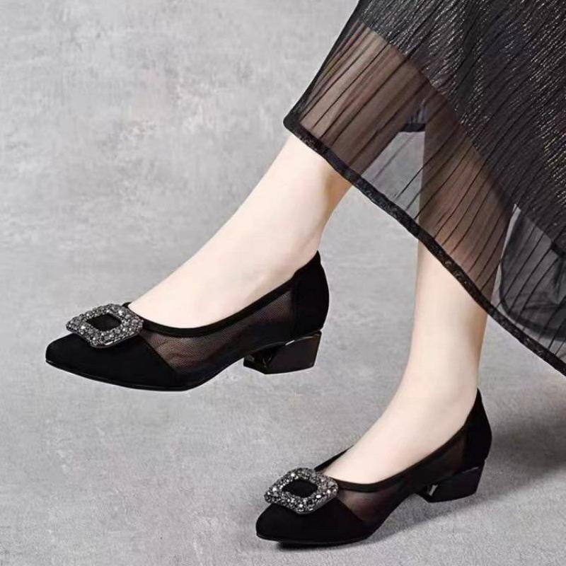 Elegant Pointed Toe Mesh Block - مراجعة Shoes Women Pumps وسعره