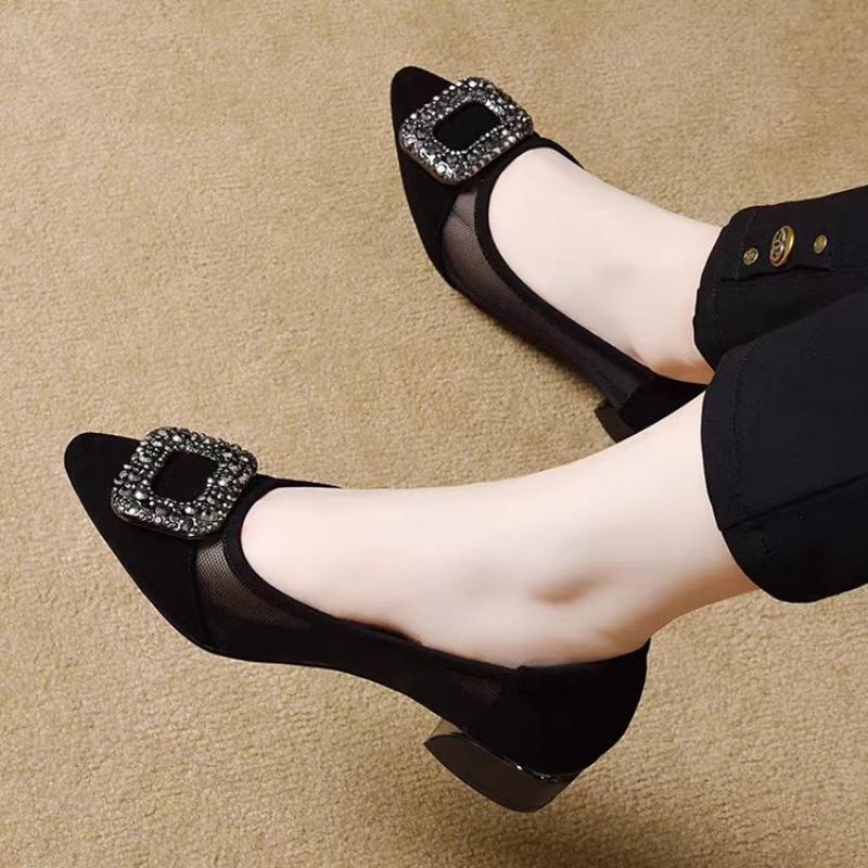 Elegant Pointed Toe Mesh Block - مراجعة Shoes Women Pumps وسعره